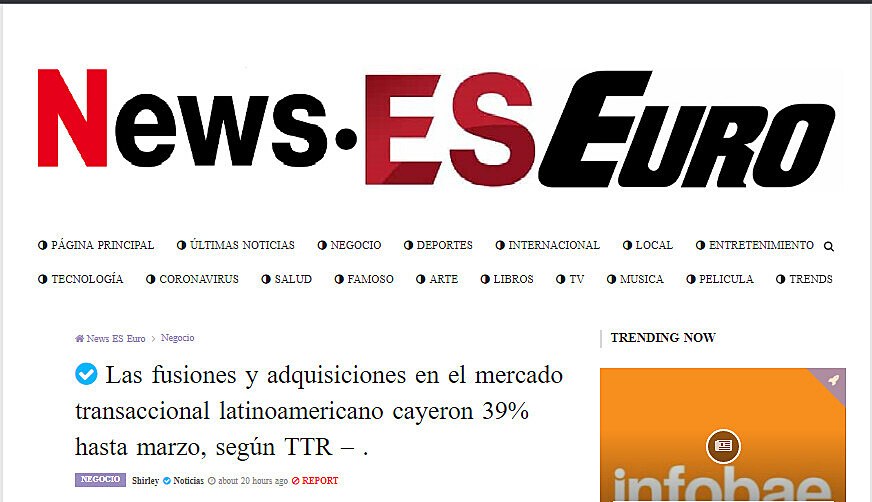 Las fusiones y adquisiciones en el mercado transaccional latinoamericano cayeron 39% hasta marzo, segn TTR